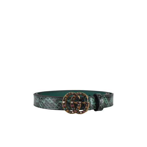 Cinture Gucci in Serpente d'acqua Verde taglia 85 cm 